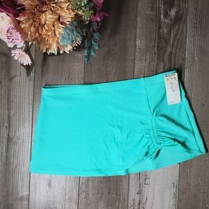 NWT ZEROXPOSUR Girl’s Turquoise Ruched Swim Skirt Coverup M 10 / 12